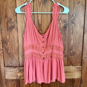 Maurices NWT Coral Lace Pleated Tank Top Large